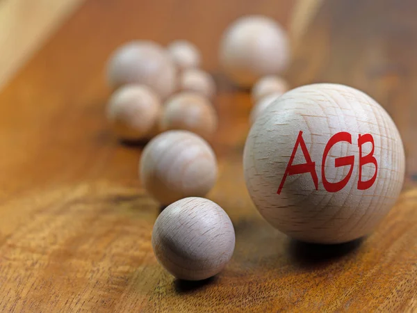 Wooden Ball Imprint Agb Translation Terms Conditions — Stockfoto