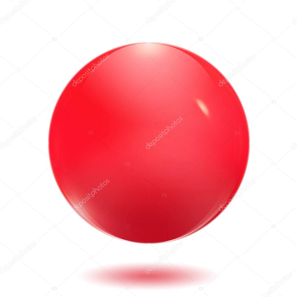 Red glass ball against white background