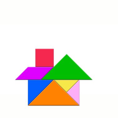 Classic tangram in the shape of a house