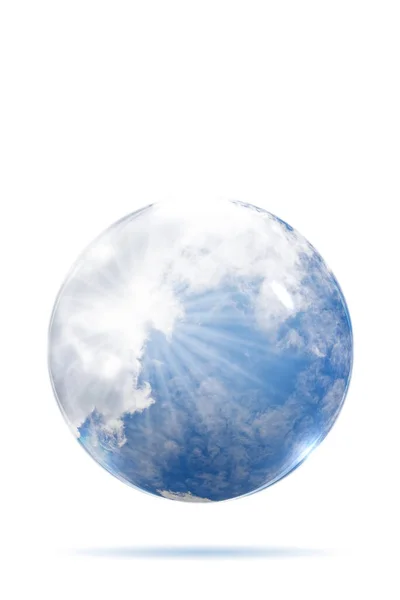 Σύννεφα Ενάντια Ένα Μπλε Ουρανό Μια Γυάλινη Σφαίρα — Φωτογραφία Αρχείου