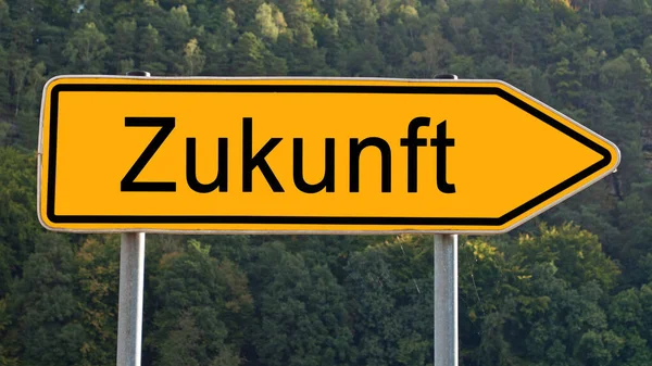 Signpost Nápisem Zukunft Překlad Budoucnost — Stock fotografie