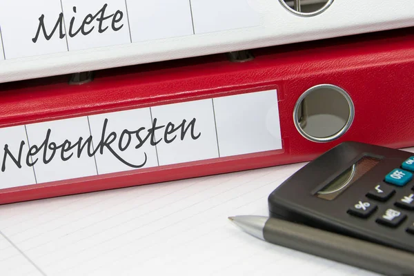 File Folders Miete Und Nebenkosten Translation Rent Additional Costs — Stock Fotó