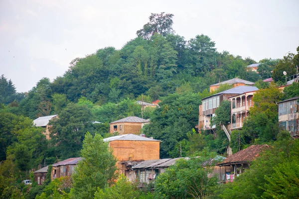 Mooie huizen op een heuvel in Georgië — Stockfoto