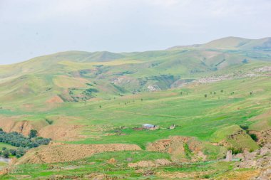 Gürcistan 'da yazın pitoresk tarlalar ve dağlar