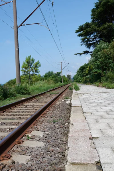 Ferrovia Para Batumi Peron Pilares Foto Alta Qualidade — Fotografia de Stock