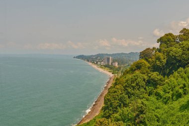 Batumi 'deki botanik bahçesinden deniz manzarası. Yüksek kalite fotoğraf