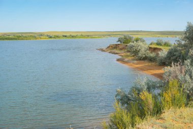 beautiful landscape of seleta river and beach in Kazakhstan. High quality photo