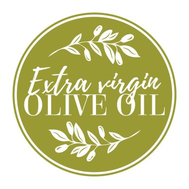 Ekstra bakire zeytin yağı ikonu çizimi. Zeytin dalı ile zarif bir logo şablonu - basit doğrusal biçim