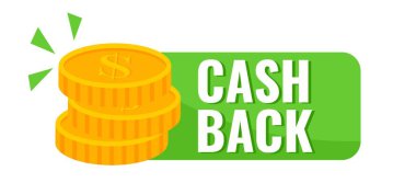 Nakit para, finans hizmetleri için reklam pankartı. Nakit ödeme servisi, finansal ödeme etiketi. Altın sikke sembolü. Vektör