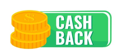 Nakit para, finans hizmetleri için reklam pankartı. Nakit ödeme servisi, finansal ödeme etiketi. Altın sikke sembolü. Vektör