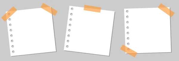 Sada Papíru Poznámkový Papír Prázdný Štítek Značky Starý Prázdný Papír — Stockový vektor