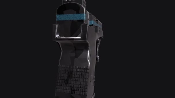 CG draaitafel van een 22 Calibur Pistol — Stockvideo