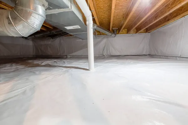 Crawl Space Fully Encapsulated Thermoregulatory Blankets Dimple Board Radon Mitigation — Stock Photo, Image