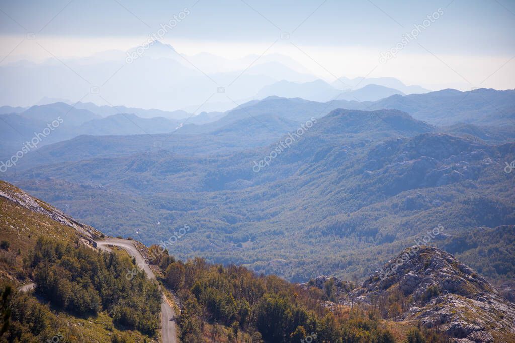 Peak of mountains. National park Lovcen. Nature of Montenegro