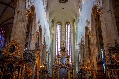 Prague, Czech Republic - 07.01.2022: The interiors of the Gothic Church of Our Lady before Tyn in Old Town Square in Prague, Czech Republic
