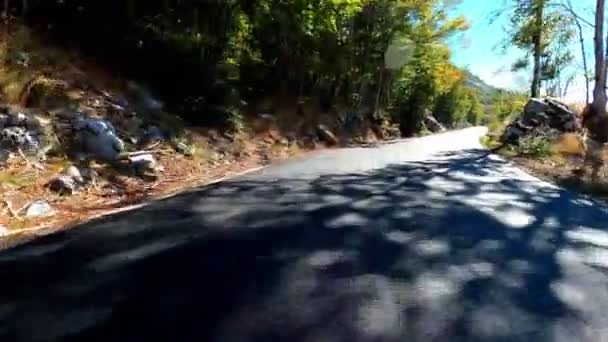 Conducción de coches en pintorescas carreteras de montaña en el Parque Nacional Lovcen cerca de Kotor, Montenegro. — Vídeo de stock