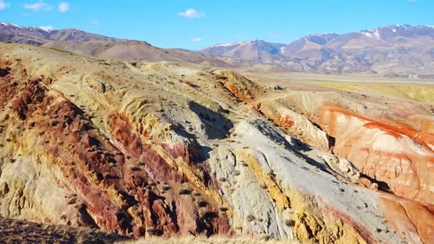 阿尔泰山脉五彩斑斓的火星中砂岩的自然质感 俄罗斯阿尔泰共和国的火星1号 是的高质量的4K镜头 — 图库视频影像