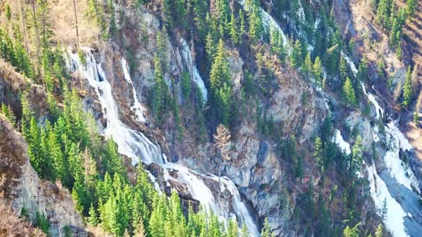Água Congelada Cachoeira Montanha República Altai Sibéria Rússia Foto Alta — Vídeo de Stock