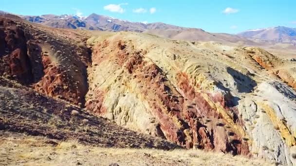 Natuurlijke Textuur Van Zandsteen Het Kleurrijke Mars Het Altai Gebergte — Stockvideo