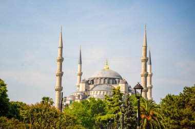 Eski İstanbul ilindeki Mavi Cami veya Sultanahmet Camii. Yüksek kalite fotoğraf