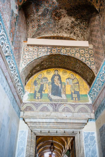 Türkiye 'nin İstanbul kentindeki Ayasofya' da Bizans Meryem Mozaiği. Yüksek kalite fotoğraf