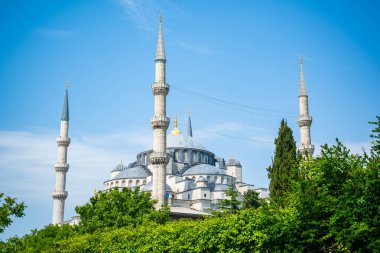 Türkiye 'nin eski İstanbul kentindeki Sultanahmet Camii veya Mavi Cami. Yüksek kalite fotoğraf