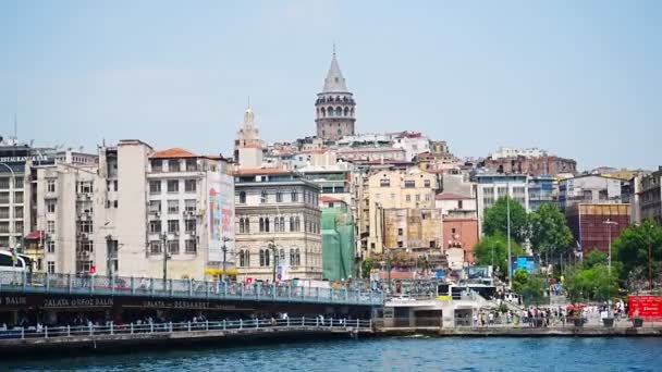 Istanbul Turkey May 2022 Cityscape Galata Tower Gulf Golden Horn — Stock Video