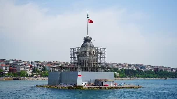 Вежа Майденс Одна Історичних Пам Яток Стамбула Відновлюється Стамбулі Туреччина — стокове відео