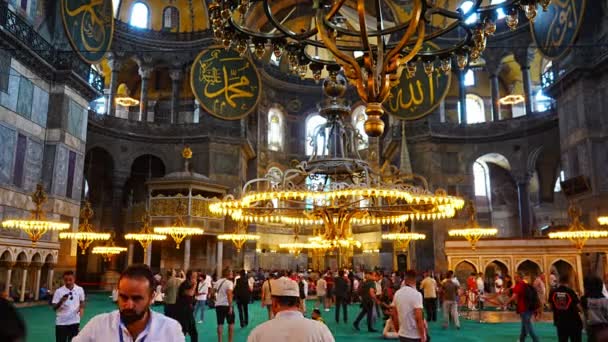 Estambul Turquía Mayo 2022 Interior Santa Sofía Gran Mezquita Anteriormente — Vídeos de Stock