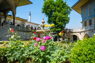 Türkiye 'nin İstanbul kentindeki Topkapı Sarayı' nın mimari ve park bölgesi. Yüksek kalite fotoğraf