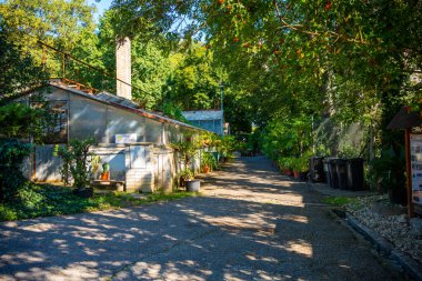 Prag, Çek Cumhuriyeti - 2 Eylül 2022: Çek Cumhuriyeti 'nin Prag kentindeki Smichov bölgesinde çiftlik hayvanları, kuş, çocuk parkı ve sebze bahçeli doğalcı istasyon. Yüksek kalite fotoğraf