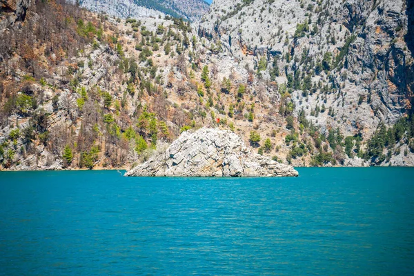 Mountain Lake. Emerald water reservoir behind the dam Oymapinar. Green Canyon in Manavgat region, Turkey. High quality photo