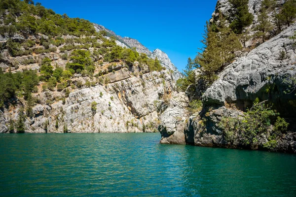 Mountain Lake Depósito Agua Esmeralda Detrás Presa Oymapinar Cañón Verde — Foto de Stock