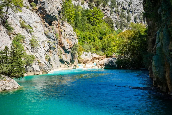 Mountain Lake Emerald Water Reservoir Dam Oymapinar Green Canyon Manavgat — Stock Photo, Image