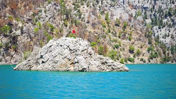 Mountain Lake Depósito Agua Esmeralda Detrás Presa Oymapinar Cañón Verde — Vídeo de stock