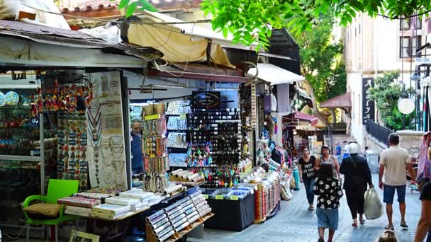 Antalya Turquía Septiembre 2022 Gente Caminando Por Calle Parte Histórica — Vídeos de Stock