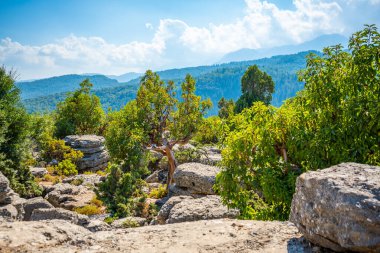 Kanyondaki dağların manzarası. Kanyon kayalıkları ve taşlarıyla muhteşem doğal panoramik manzara, Türkiye. Yüksek kalite fotoğraf
