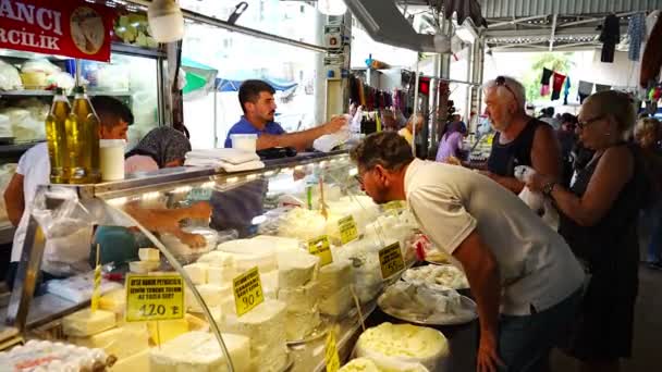 Antalya Türkei September 2022 Menschen Auf Dem Lokalen Traditionellen Markt — Stockvideo