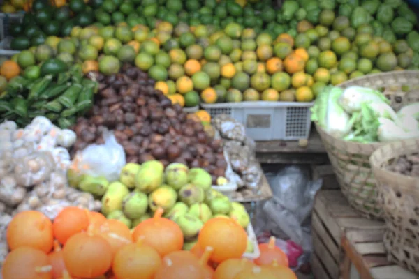 Blurred Background Fresh Fruit Stall Fruits Fruit Market — Stock fotografie