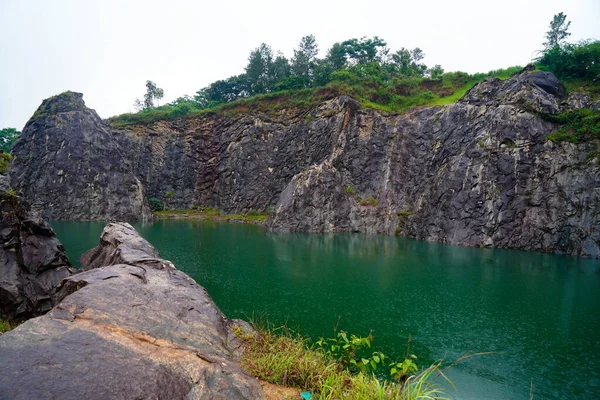 Pond Formed Given Quarry Western Ghats — Stok fotoğraf