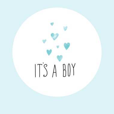 Kız ve erkek için bebek partisi kartı. Doğum günü süslemesi. Bu, kalbi olan kızlar ve erkekler için modern bir tabir. Çocuk etiketi ikonu. İlham verici bir kart davetiye pankartı.