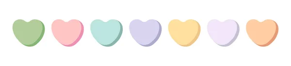 Conversation Candy Hearts Set Sept Bonbons Colorés Pour Saint Valentin — Image vectorielle