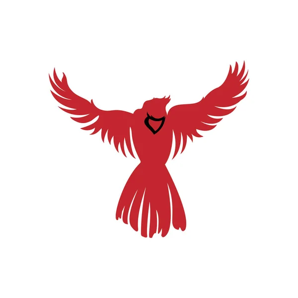 Flying Northern Cardinal Bird Image Inglés Pájaro Rojo Navideño Ilustración — Archivo Imágenes Vectoriales