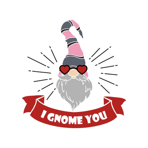 Citação Dia Dos Namorados Com Gnome Gnome You Design Cartão — Vetor de Stock