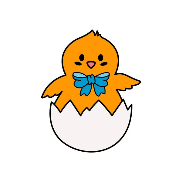 Wielkanocna Laska Wykluwająca Się Jajka Cute Ręcznie Rysowane Wektor Ilustracji — Wektor stockowy