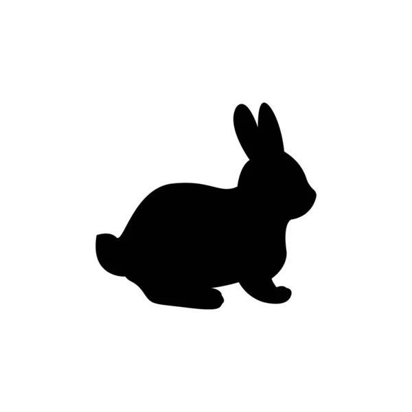 Black Silhouette Easter Bunny Cute Hand Drawn Vector Illustration Isolated — Stock Vector