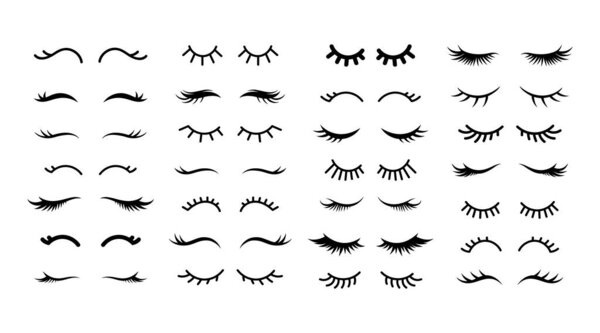 A set of eyes with eyelashes for a unicorn. Cute hand drawn vector illustration. Isolated white background. For decor, scrapbooks, invitations and cards