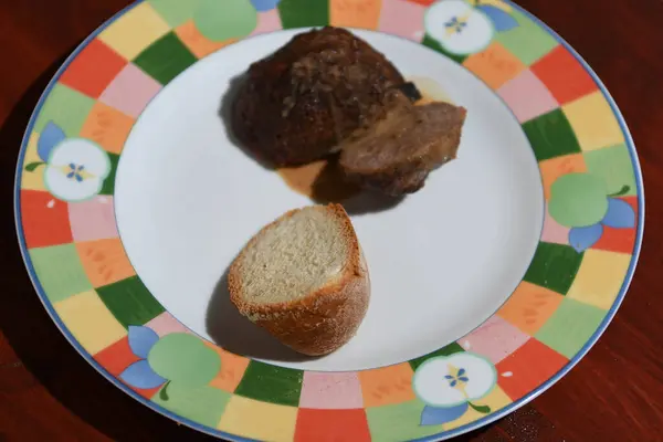 Slices Italian Meatloaf Made Beef Mortadella Parmesan Spices All Finely — Stock Photo, Image