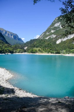 Lake Tenno in the mountains of the Italian Dolomites of Trentino Alto Adige