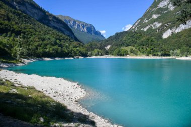 Lake Tenno in the mountains of the Italian Dolomites of Trentino Alto Adige